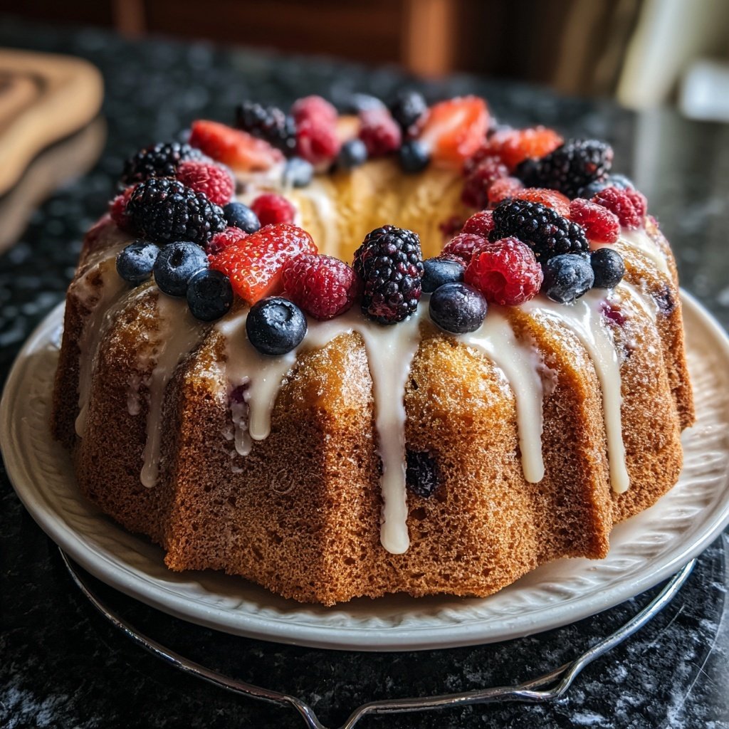 Zitronenkuchen mit Beeren