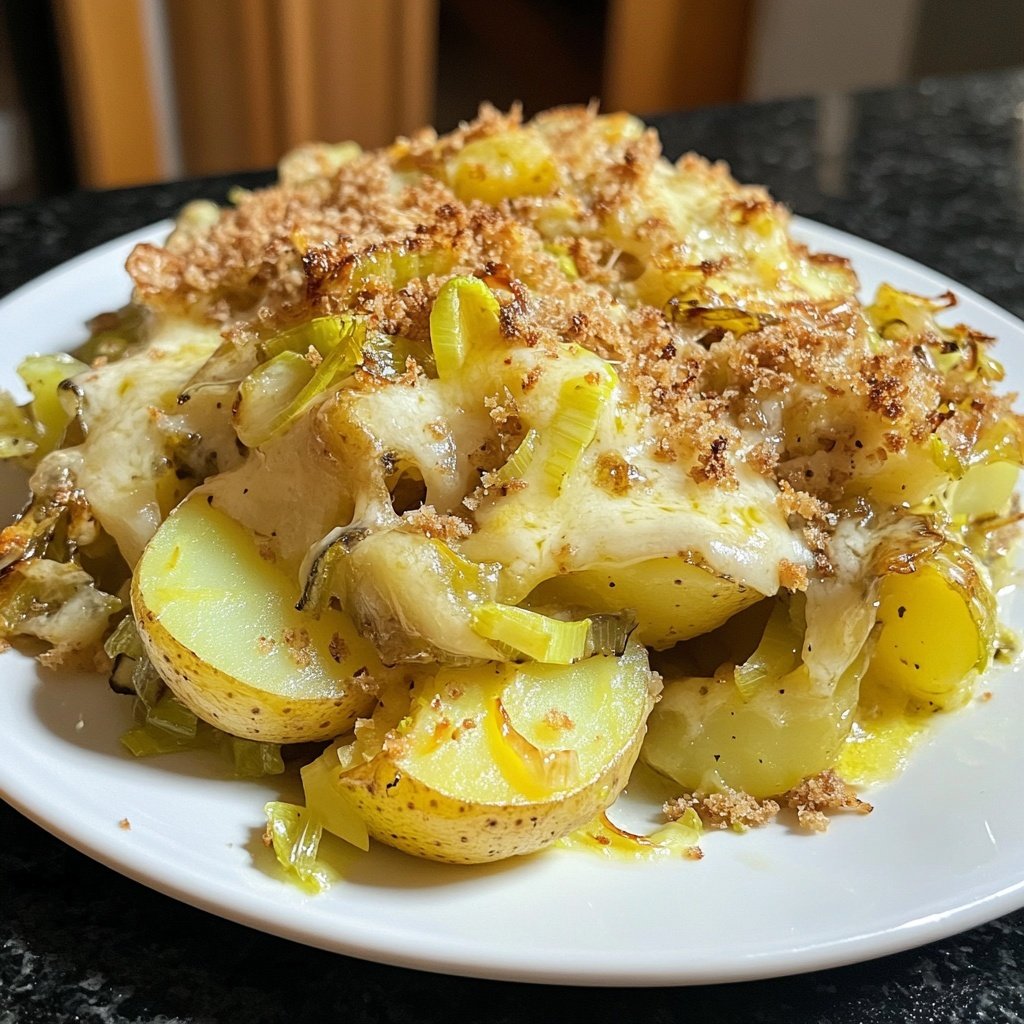 Kartoffelauflauf mit Lauch