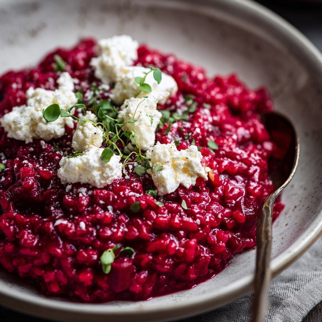 Rote-Bete-Risotto mit Ziegenkäse