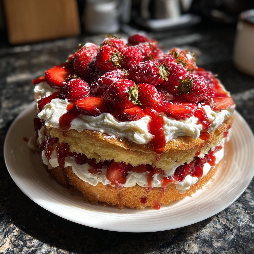 Erdbeerkuchen Mit Frischer Sahne