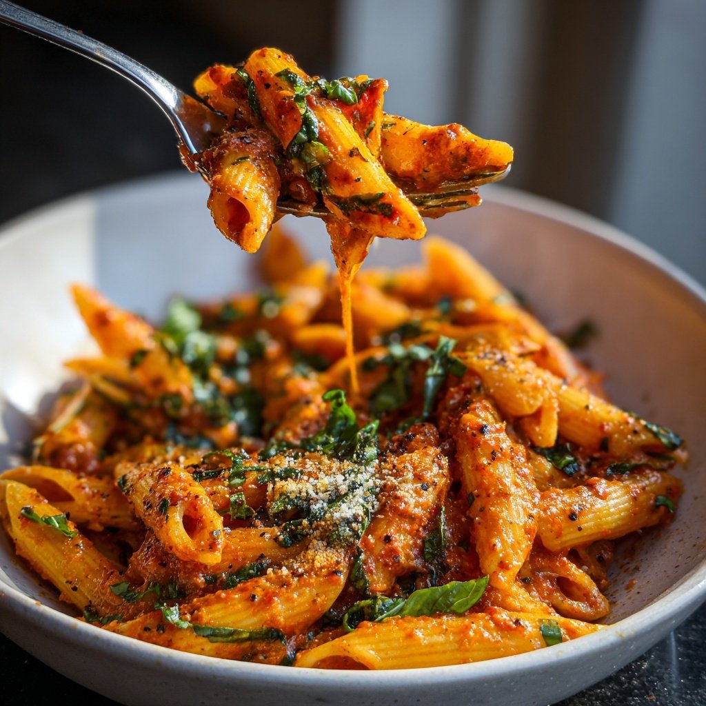 Cremige Tomaten-Basilikum-Penne